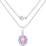 2.46 Carat Genuine Pink Opal and Tanzanite .925 Sterling Silver Pendant
