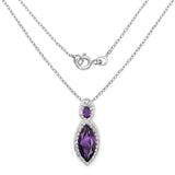 3.53 Carat Genuine Amethyst and White Topaz .925 Sterling Silver Pendant