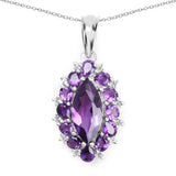 4.57 Carat Genuine Amethyst and White Topaz .925 Sterling Silver Pendant
