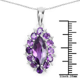 4.57 Carat Genuine Amethyst and White Topaz .925 Sterling Silver Pendant