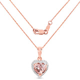 3.71 Carat Genuine Morganite and White Zircon 14K Rose Gold Pendant