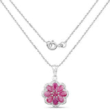 3.64 Carat Genuine Ruby and White Zircon .925 Sterling Silver Pendant