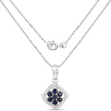 0.94 Carat Genuine Blue Sapphire and White Zircon .925 Sterling Silver Pendant