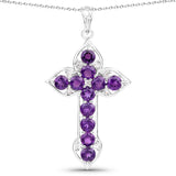 2.93 Carat Genuine Amethyst and White Topaz .925 Sterling Silver Pendant
