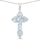 3.81 Carat Genuine Blue Topaz and White Topaz .925 Sterling Silver Pendant
