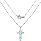 3.81 Carat Genuine Blue Topaz and White Topaz .925 Sterling Silver Pendant