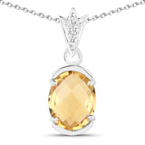 2.37 Carat Genuine Citrine & White Topaz .925 Sterling Silver Pendant