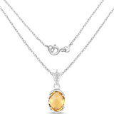 2.37 Carat Genuine Citrine & White Topaz .925 Sterling Silver Pendant