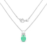 0.74 Carat Genuine Zambian Emerald and White Topaz .925 Sterling Silver Pendant