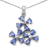 1.71 Carat Tanzanite & White Diamond 10K White Gold Pendant