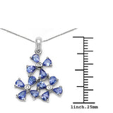 1.71 Carat Tanzanite & White Diamond 10K White Gold Pendant