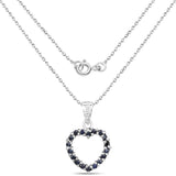 0.81 Carat Genuine Blue Sapphire and White Diamond .925 Sterling Silver Pendant