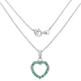 0.54 Carat Genuine Emerald and White Diamond .925 Sterling Silver Pendant