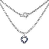 1.57 Carat Genuine Blue Sapphire & White Diamond .925 Sterling Silver Pendant