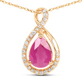 0.88 Carat Genuine Ruby and White Diamond 14K Yellow Gold Pendant
