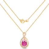 0.88 Carat Genuine Ruby and White Diamond 14K Yellow Gold Pendant