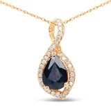 0.89 Carat Genuine Blue Sapphire and White Diamond 14K Yellow Gold Pendant
