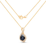 0.89 Carat Genuine Blue Sapphire and White Diamond 14K Yellow Gold Pendant