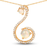 0.50 Carat Genuine Ethiopian Opal and White Diamond 14K Yellow Gold Pendant