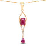0.99 Carat Genuine Ruby and White Diamond 14K Yellow Gold Pendant