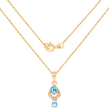 0.79 Carat Genuine Swiss Blue Topaz and White Diamond 14K Yellow Gold Pendant