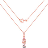 0.43 Carat Genuine Morganite, Pink Tourmaline & White Diamond 14K Rose Gold Pendant