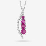 0.43 Carat Genuine Ruby and White Diamond 14K White Gold Pendant