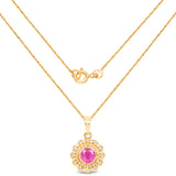 0.59 ct. Genuine Ruby and White Diamond 14K Yellow Gold Pendant