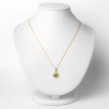 0.46 Carat Genuine Zambian Emerald and White Diamond 14K Yellow Gold Pendant
