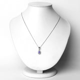 0.67 Carat Genuine Tanzanite and White Zircon .925 Sterling Silver Pendant