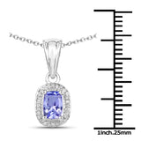 0.67 Carat Genuine Tanzanite and White Zircon .925 Sterling Silver Pendant