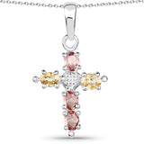1.02 Carat Genuine Multi Sapphire .925 Sterling Silver Pendant