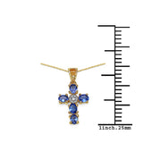 0.87 Carat Tanzanite & White Diamond 10K Yellow Gold Pendant
