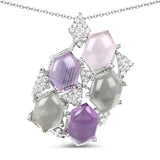 10.52 Carat Genuine Multi Stone .925 Sterling Silver Pendant