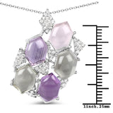 10.52 Carat Genuine Multi Stone .925 Sterling Silver Pendant