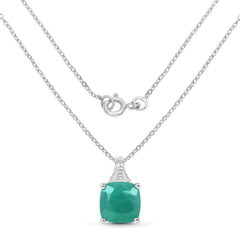 2.20 Carat Genuine Emerald Sterling Silver Pendant