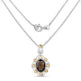 7.47 Carat Genuine Smoky Quartz and Citrine .925 Sterling Silver Pendant