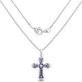 1.84 Carat Genuine Tanzanite and White Zircon .925 Sterling Silver Pendant