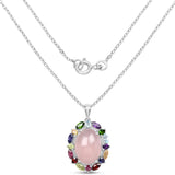 20.86 Carat Genuine Multi Stone .925 Sterling Silver Pendant