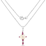 1.79 Carat Genuine Ethiopian Opal and Rhodolite .925 Sterling Silver Pendant