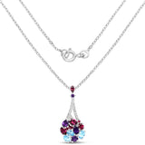 5.04 Carat Genuine Multi Stone .925 Sterling Silver Pendant