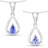0.38 Carat Genuine Tanzanite and White Zircon .925 Sterling Silver Pendant