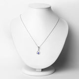 0.38 Carat Genuine Tanzanite and White Zircon .925 Sterling Silver Pendant