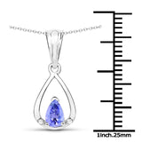 0.38 Carat Genuine Tanzanite and White Zircon .925 Sterling Silver Pendant