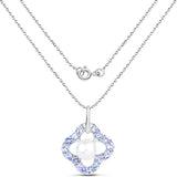 3.00 Carat Genuine Pearl and Tanzanite .925 Sterling Silver Pendant
