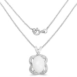 3.22 Carat Genuine Opal and White Topaz .925 Sterling Silver Pendant