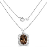 5.17 Carat Genuine Smoky Quartz & White Topaz .925 Sterling Silver Pendant