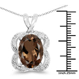5.17 Carat Genuine Smoky Quartz & White Topaz .925 Sterling Silver Pendant