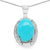 9.96 Carat Genuine Turquoise & White Topaz .925 Sterling Silver Pendant
