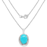 9.96 Carat Genuine Turquoise & White Topaz .925 Sterling Silver Pendant
